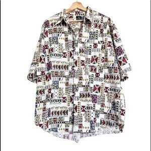 Men’s geometric aztec colorful prints Hawaiian summer casual shirt XL